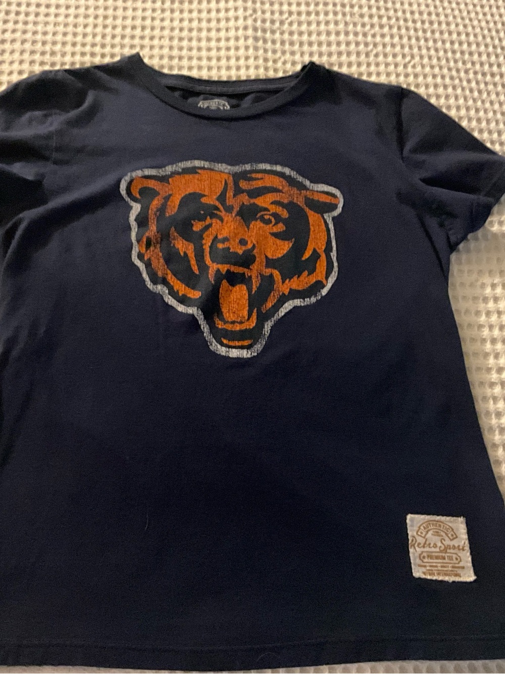 Reebok Navy Blue Tee with Orange Bear Graphic
